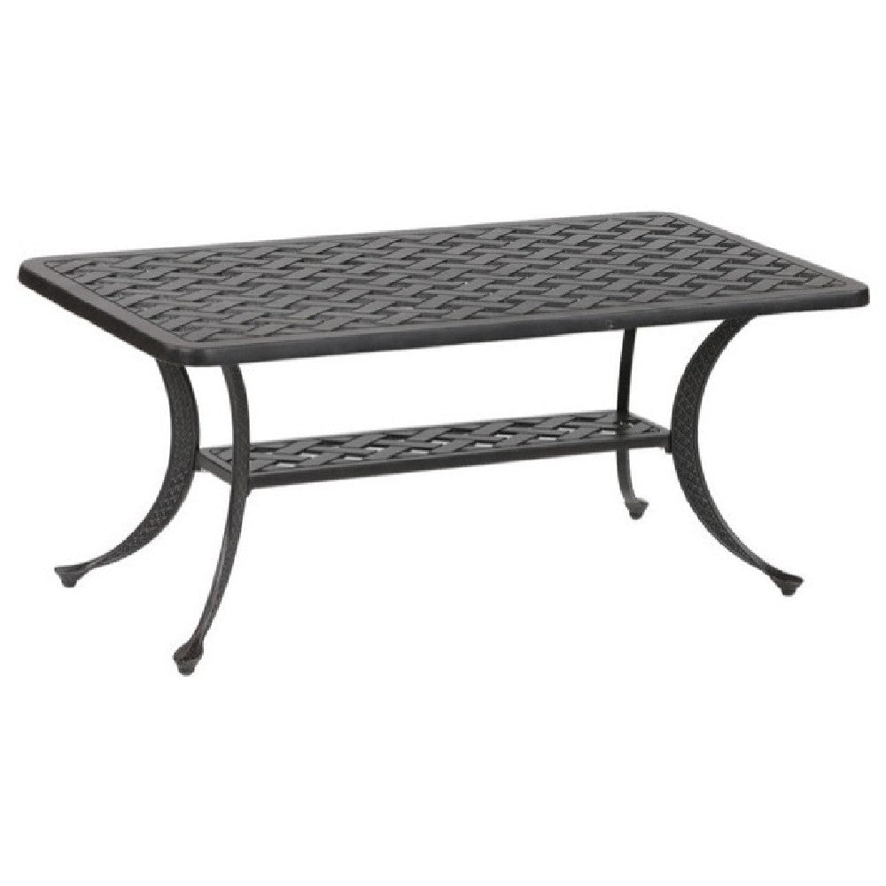 42 Inch Cast Metal Outdoor Patio Coffee Table, Dark Bronze - BM272415