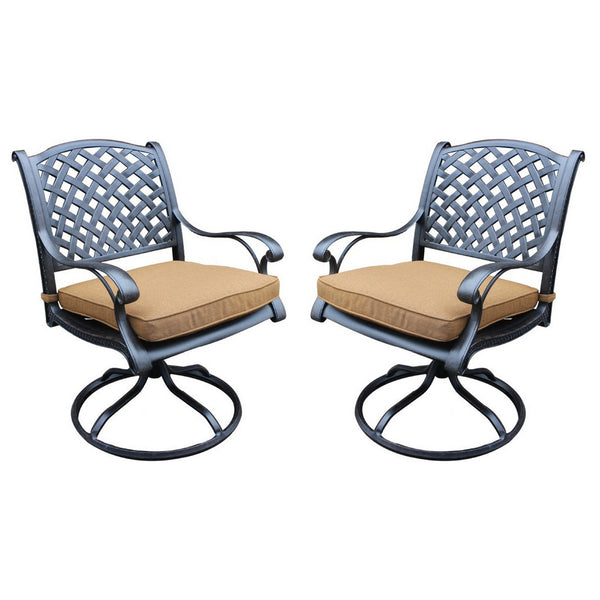 27 Inch Swivel Outdoor Patio Dining Chair, Set of 2, Brown - BM272424