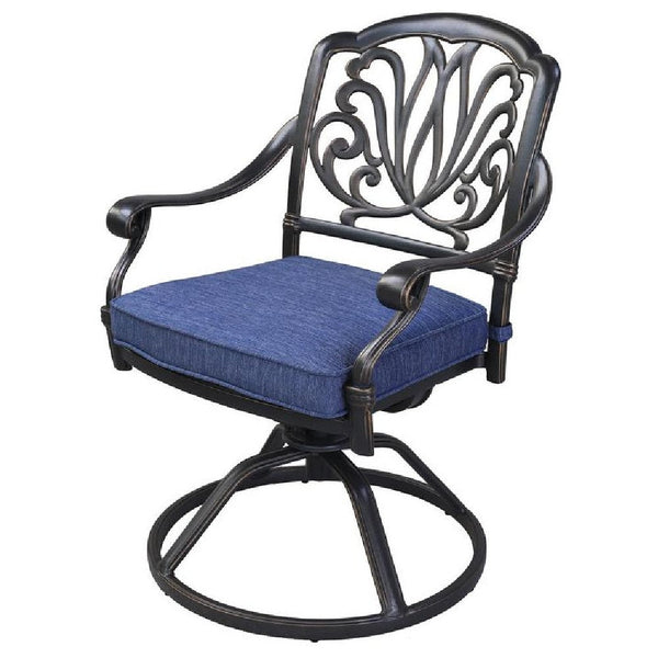 26 Inch Arbor Metal Patio Swivel Outdoor Dining Chair with Cushion, Set of 2, Blue - BM272941