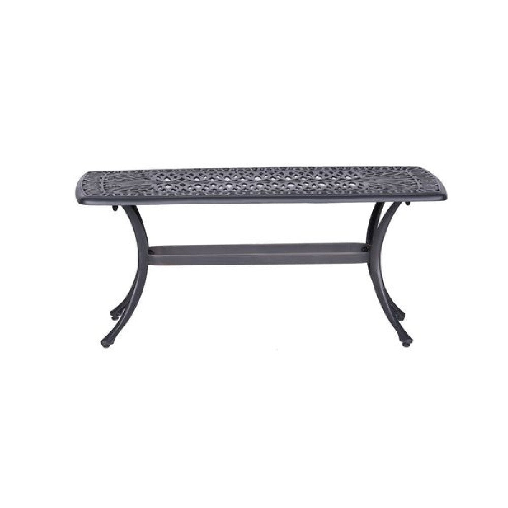 42 Inch Arbor Rectangular Outdoor Metal Coffee Table, Gunmetal Gray - BM272970