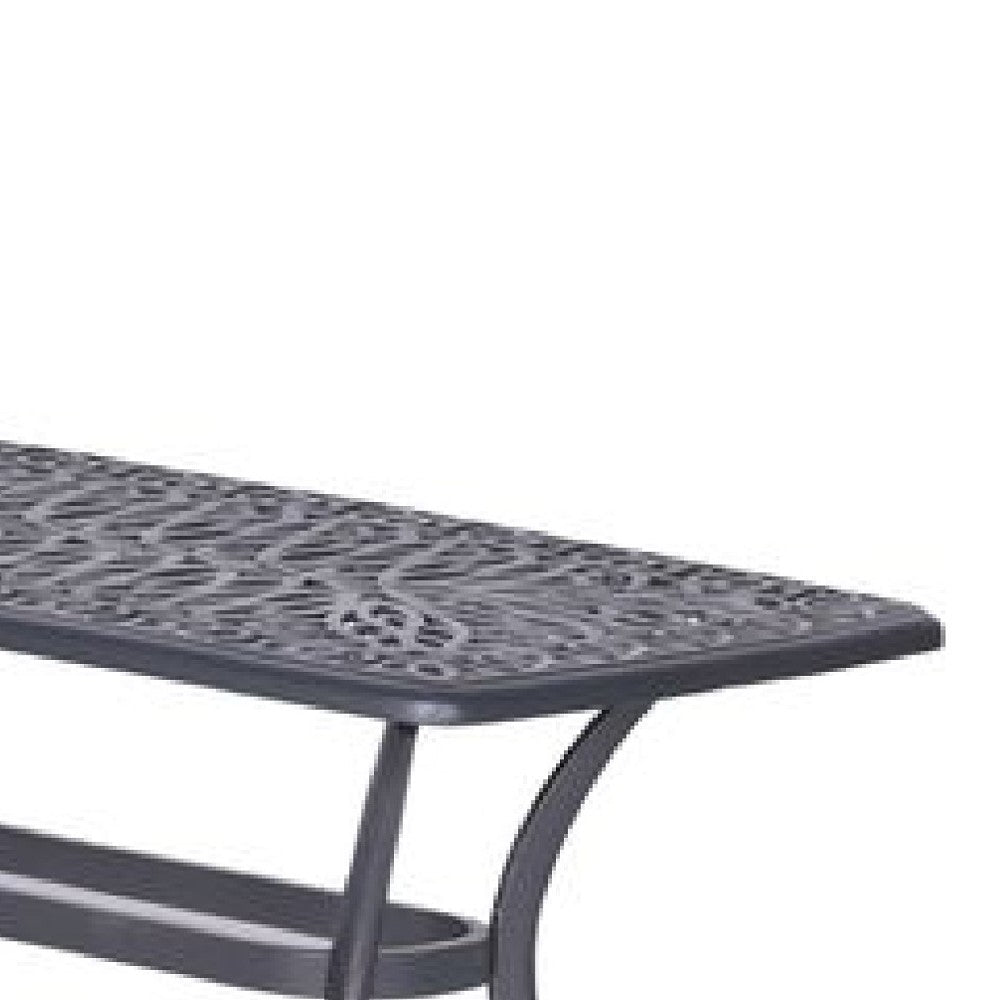 42 Inch Arbor Rectangular Outdoor Metal Coffee Table, Gunmetal Gray - BM272970