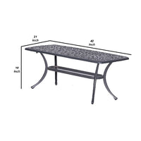42 Inch Arbor Rectangular Outdoor Metal Coffee Table, Gunmetal Gray - BM272970