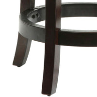 Sabi 24 inch Swivel Counter Stool, Solid Wood, Faux Leather, Brown, Black - BM274361