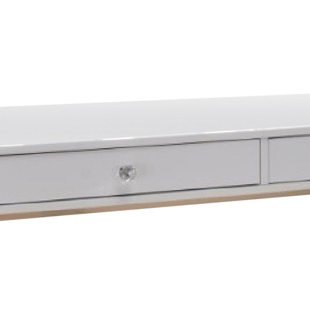 47 Inch Desk Console Table, 2 Drawers, Metal Frame, White, Gold - BM274608