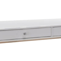 47 Inch Desk Console Table, 2 Drawers, Metal Frame, White, Gold - BM274608