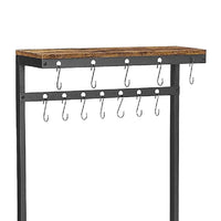 Hugh 57 Inch Baker Rack Kitchen Shelves, Microwave Stand, 12 Hooks, Brown - BM274772
