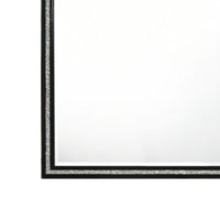 46 Inch Solid Wood Mirror, Shimmering Silver Accent, Landscape, Black - BM275075