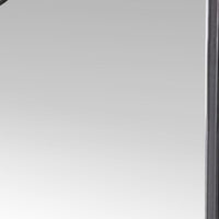 39 Inch Wood Mirror, Scooped Corners, Silver Trim, Charcoal Gray - BM275083