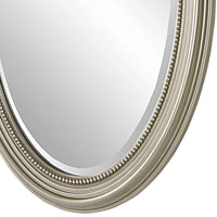 31 Inch Wall Mirror, Beaded Oval Shape, Metallic Silver - BM276686