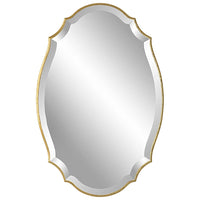 30 Inch Wood Wall Mirror, Elongated Quatrefoil, Antique Gold - BM276689