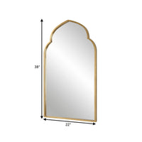 38 Inch Wood Wall Mirror, Moroccan Style, Antique Gold - BM276692
