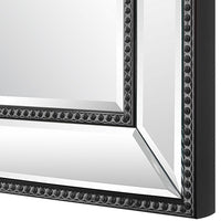 32 Inch Wood Wall Mirror, Beveled Mirror Frame, Silver - BM276697
