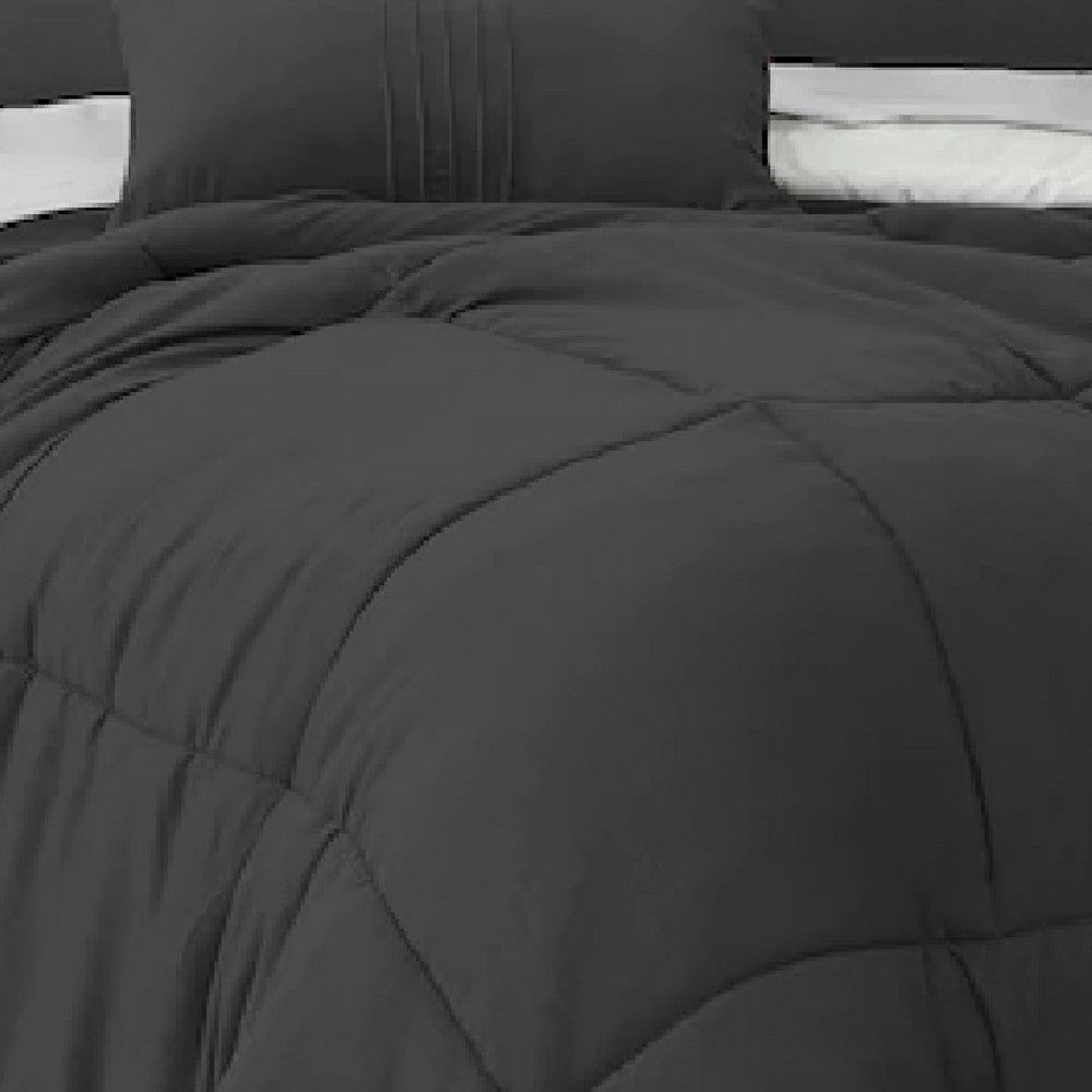 Alice 8 Piece King Comforter Set, Soft Dark Gray By The Urban Port - BM276984