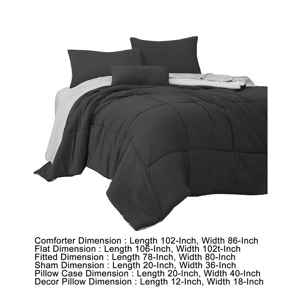 Alice 8 Piece King Comforter Set, Soft Dark Gray By The Urban Port - BM276984