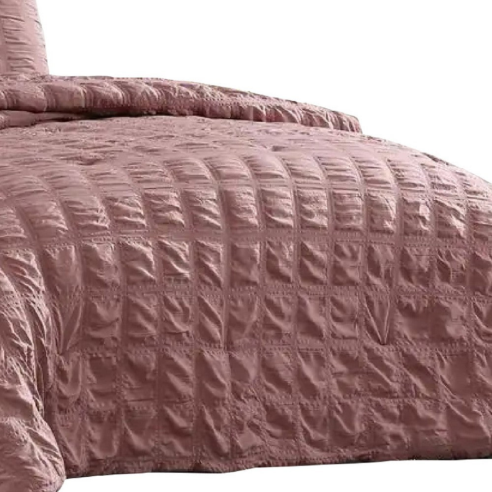 Alice 5 Piece King Comforter Set, Textured, The Urban Port, Rose Pink - BM277008