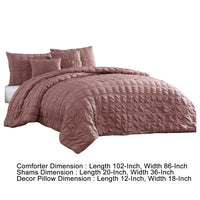 Alice 5 Piece King Comforter Set, Textured, The Urban Port, Rose Pink - BM277008