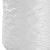 27 Inch Ceramic Table Lamp, Wavy Texture, Silver, White - BM277032