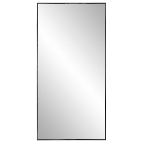 40 Inch Wood Wall Mirror, Rectangular Thin Frame, Black - BM277041