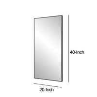 40 Inch Wood Wall Mirror, Rectangular Thin Frame, Black - BM277041
