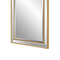 40 Inch Wood Rectangular Wall Mirror, Beveled Panel, Gold - BM277046