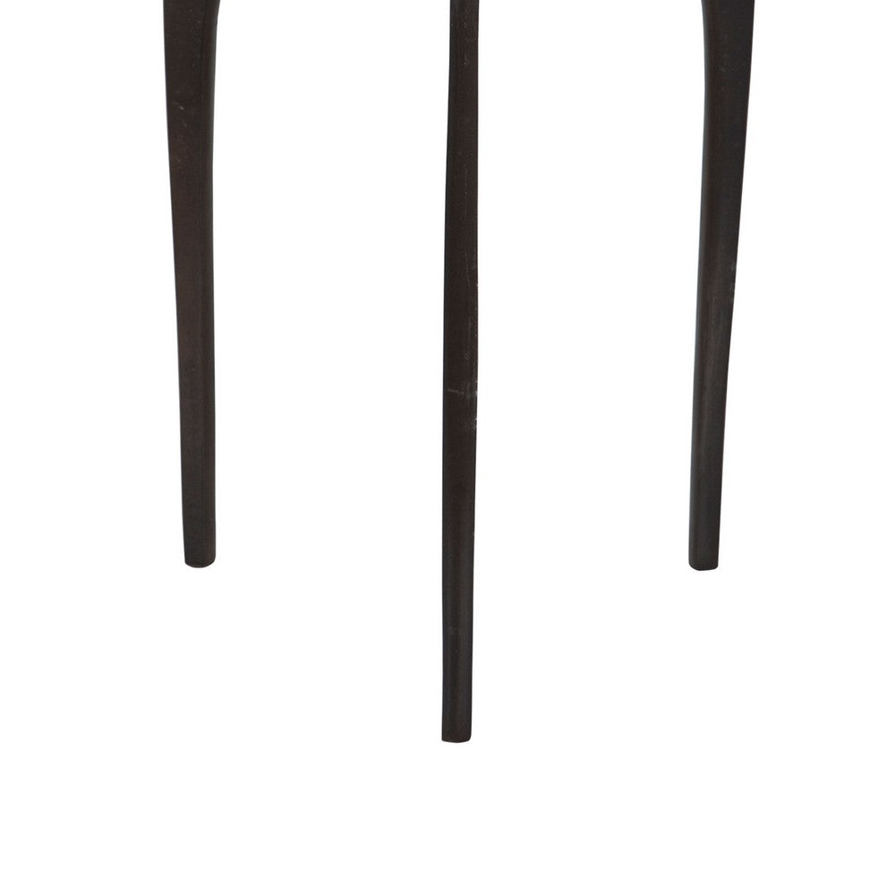 22 Inch Metal Round Accent Table, Three Curved Legs, Antique Brown - BM277047