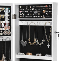 26 Inch Wall Mountable Jewelry Cabinet, Mirror Panel, White - BM277139