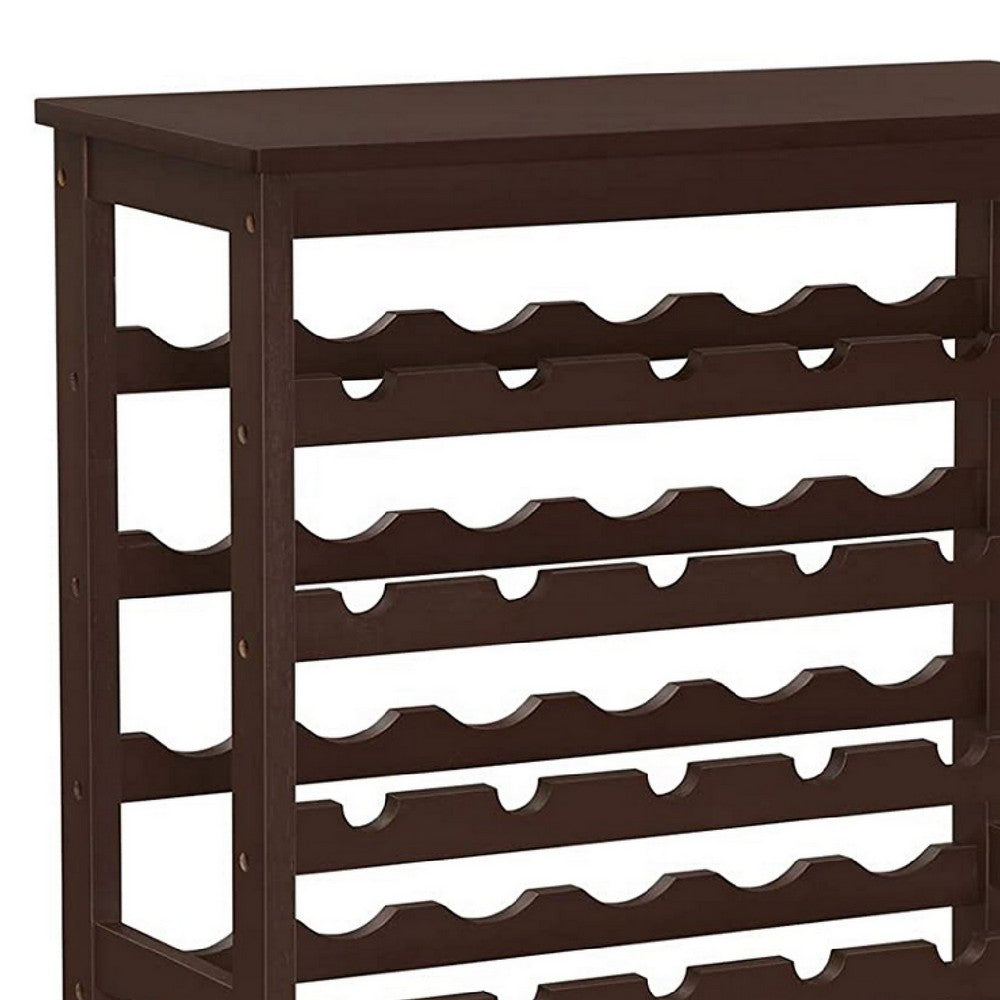Naomi 39 Inch 7 Tier Wine Rack, Bamboo Frame, 42 Bottles, Espresso Brown - BM277145