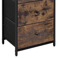 Doe 36 Inch 4 Drawer Tall Dresser Chest, Wood, Metal, Rustic Brown, Black - BM277153
