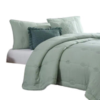 Alice 5 Piece Microfiber King Comforter Set, The Urban Port, Sea Green - BM277182