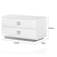 Hart 32 Inch Modern Nightstand, 2 Drawers, Textured Lacquer Finish, White - BM277355