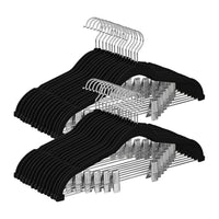 30 Velvet Non Slip Hangers, Adjustable Pants Clips, Skirts, Black, Chrome - BM277377