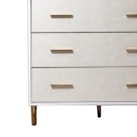 Emily 37 Inch Wood Tall Dresser Chest, 4 Drawers, Gold Handles, White - BM278988