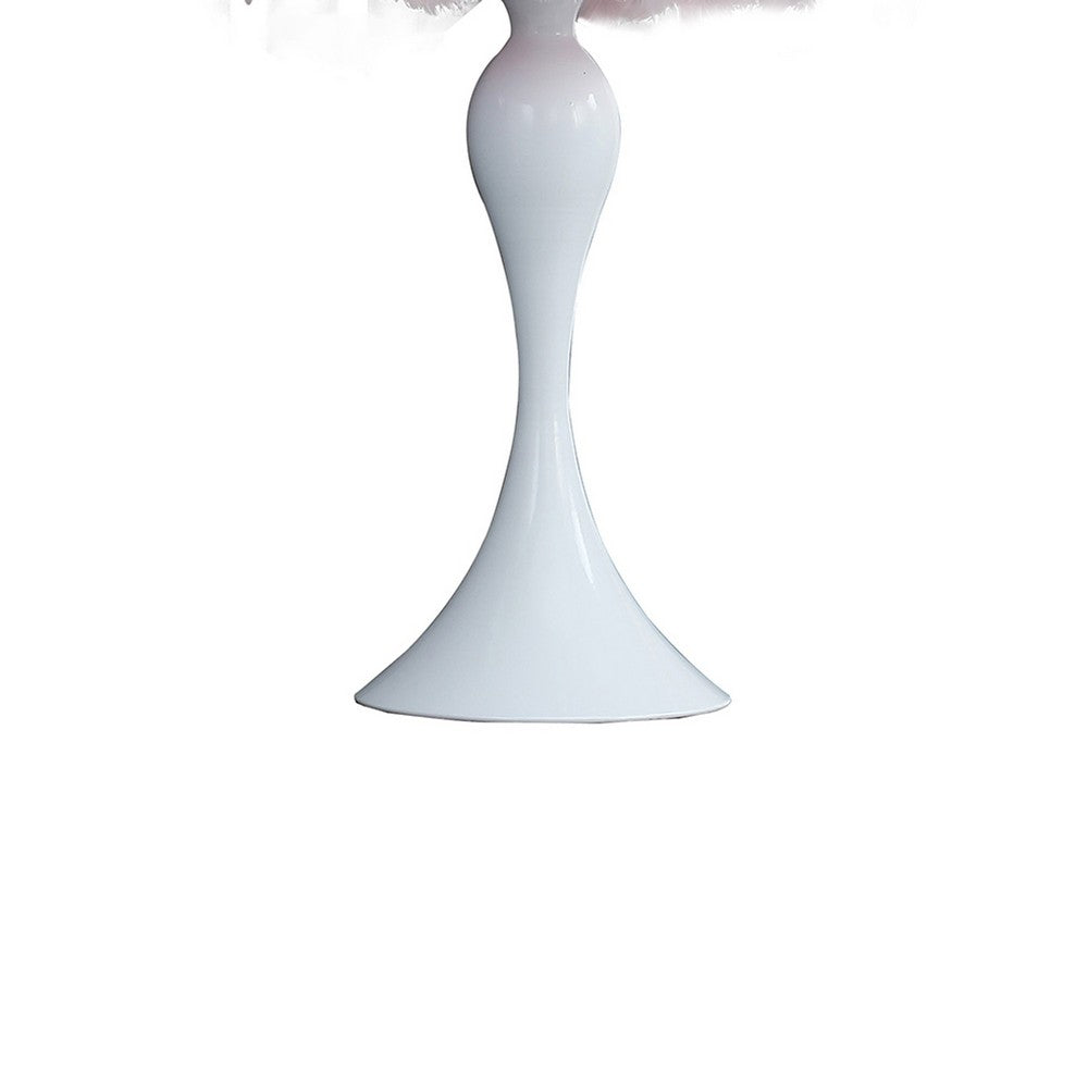 Lily 24 Inch Metal Glam Feather Table Lamp, Candlestick, 40W, Pink, White - BM279100