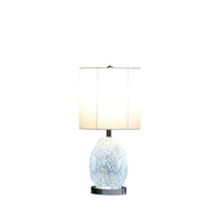20 Inch Glass Table Lamp, 9W LED, 3 Way Switch, Egg Shape, Silver - BM279101