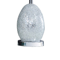 20 Inch Glass Table Lamp, 9W LED, 3 Way Switch, Egg Shape, Silver - BM279101