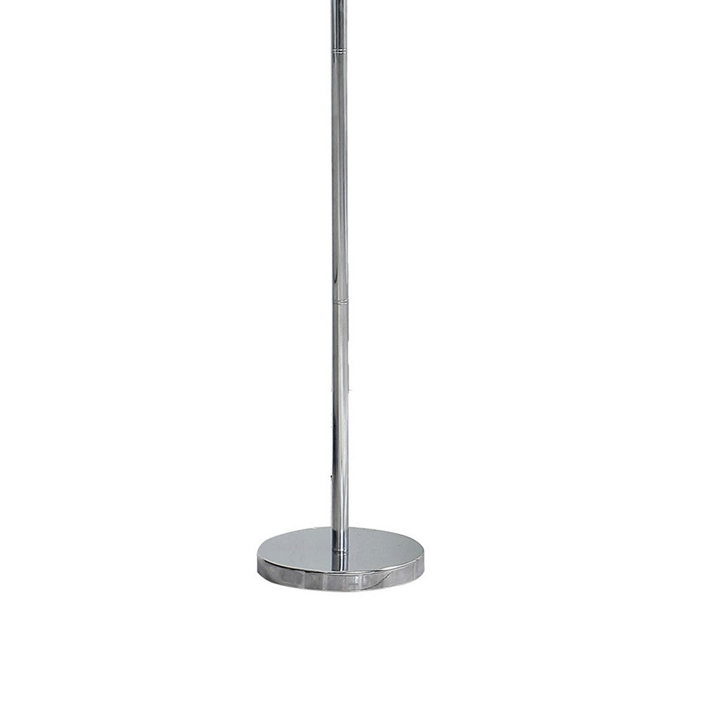 Finn 63 Inch Glamorous Floor Lamp, Rose Accent Shade, 100W, Red, Silver - BM279104