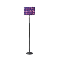 Finn 63 Inch Glamorous Floor Lamp, Rose Accent Shade, 100W, Purple, Silver - BM279107