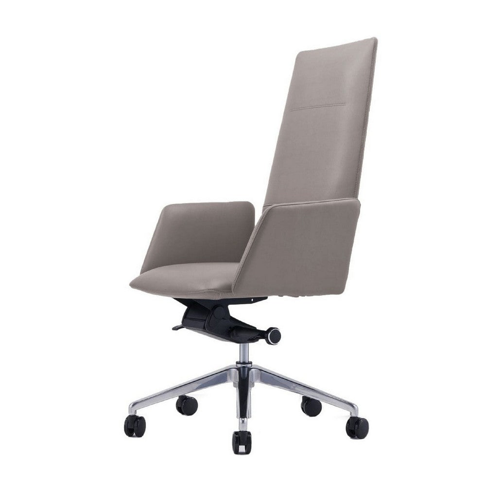 Cid 24 Inch Modern Office Chair, Knee Tilt, Sleek Tall Back, Gray - BM279513