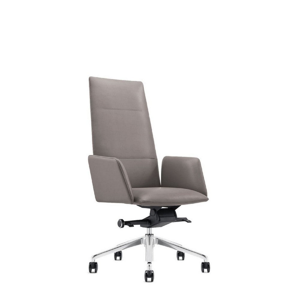 Cid 24 Inch Modern Office Chair, Knee Tilt, Sleek Tall Back, Gray - BM279513