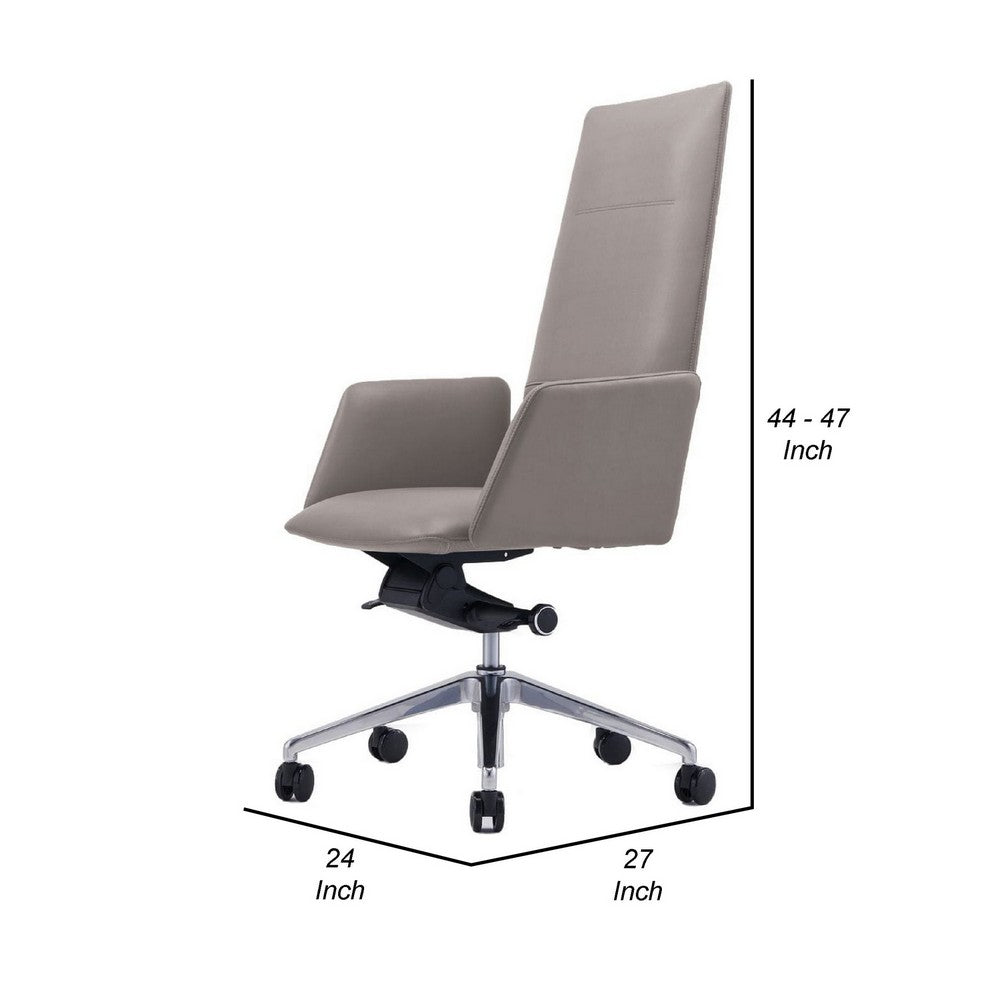 Cid 24 Inch Modern Office Chair, Knee Tilt, Sleek Tall Back, Gray - BM279513