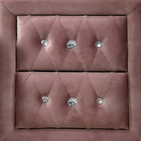 Rex 17 Inch Modern Upholstered Nightstand, 2 Drawer, Crystal Handles, Pink - BM279727