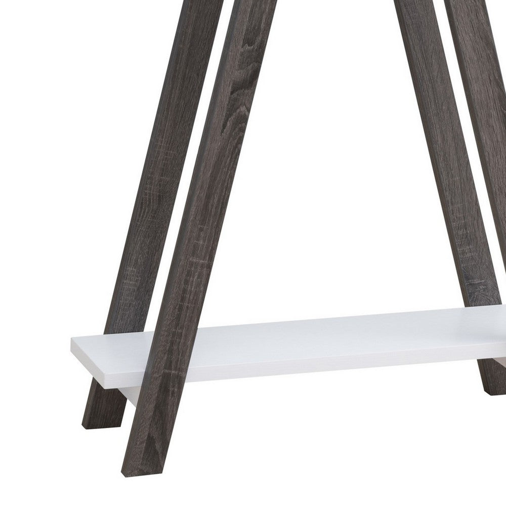 Baki 38 Inch Modern Wood Side Console Table, Corner Compartment, White - BM279739