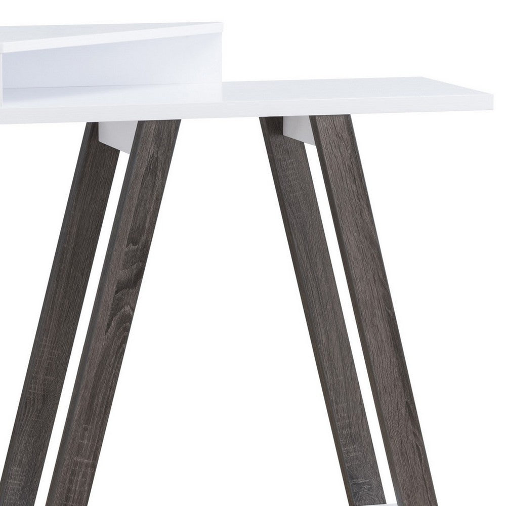 Baki 38 Inch Modern Wood Side Console Table, Corner Compartment, White - BM279739