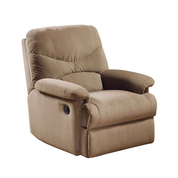 Deby 35 Inch Modern Motion Recliner Chair, Soft Microfiber Seat, Brown - BM280247