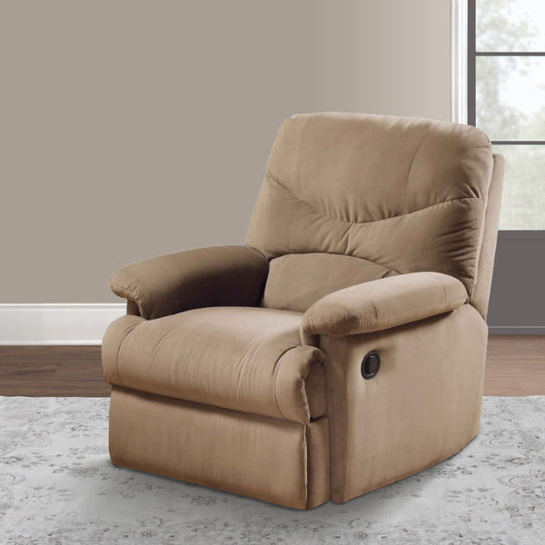 Deby 35 Inch Modern Motion Recliner Chair, Soft Microfiber Seat, Brown - BM280247