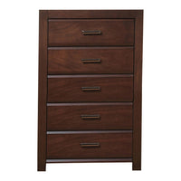 48 Inch Modern Tuscany Tall Dresser Chest, 5 Drawers, Metal Handles, Brown - BM280266