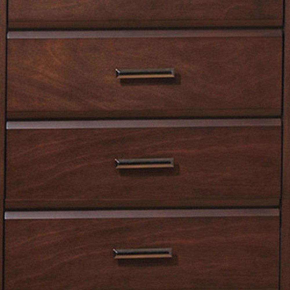 48 Inch Modern Tuscany Tall Dresser Chest, 5 Drawers, Metal Handles, Brown - BM280266