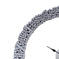 39 Inch Modern Analog Wall Clock, Faux Gem Inlay, Quartz, Silver - BM280297