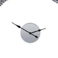 39 Inch Modern Analog Wall Clock, Faux Gem Inlay, Quartz, Silver - BM280297