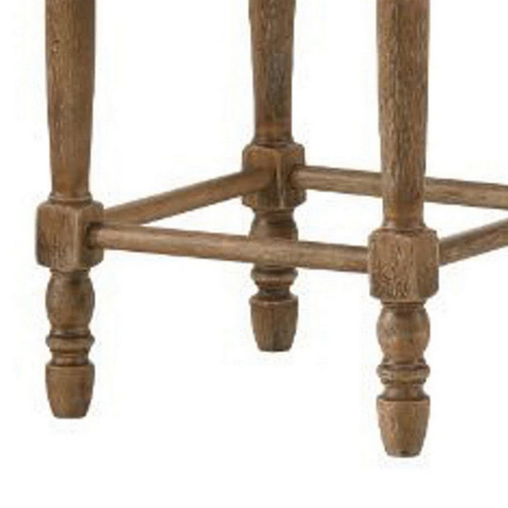 24 Inch Classic Wood Counter Height Stool, Upholstered, Set of 2, Gray - BM280327